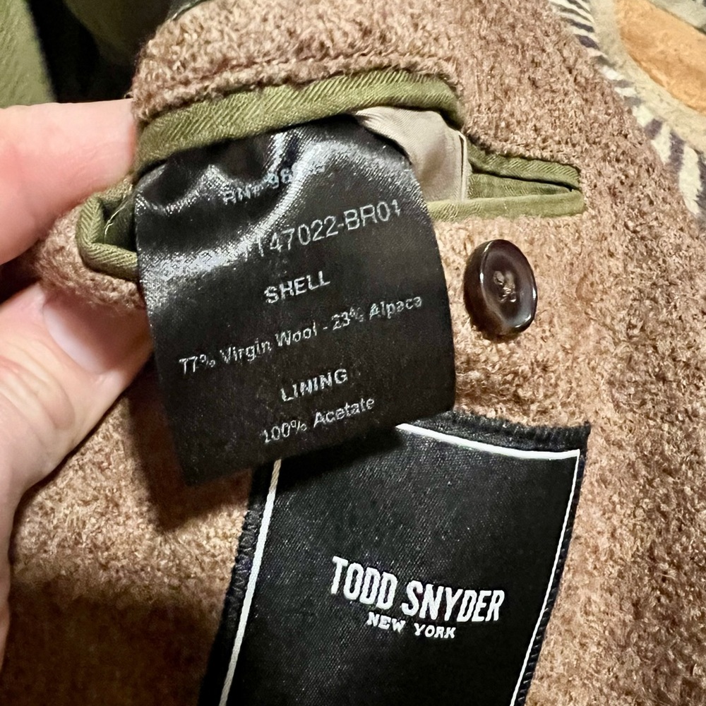 Todd Snyder Alpaca wool coat size medium - Picture 4 of 5